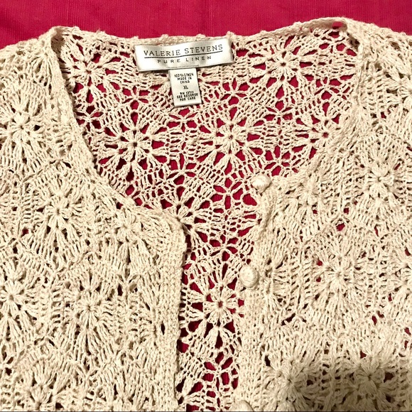 Valerie Stevens- pure linen natural color boho weave sweater Small - Picture 5 of 13